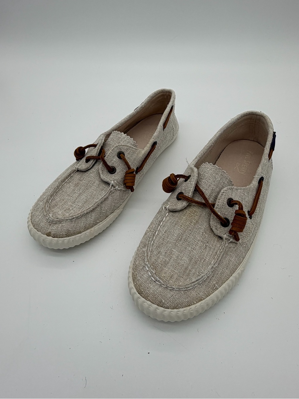 Sperry Casual Linen-Textured Boat Shoes in Light Beige Women’s size 10